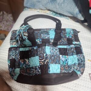 DONNA SHARP EUC XL BLUE QUILTED STACHEL BAG WITH CELL PHONE BAG